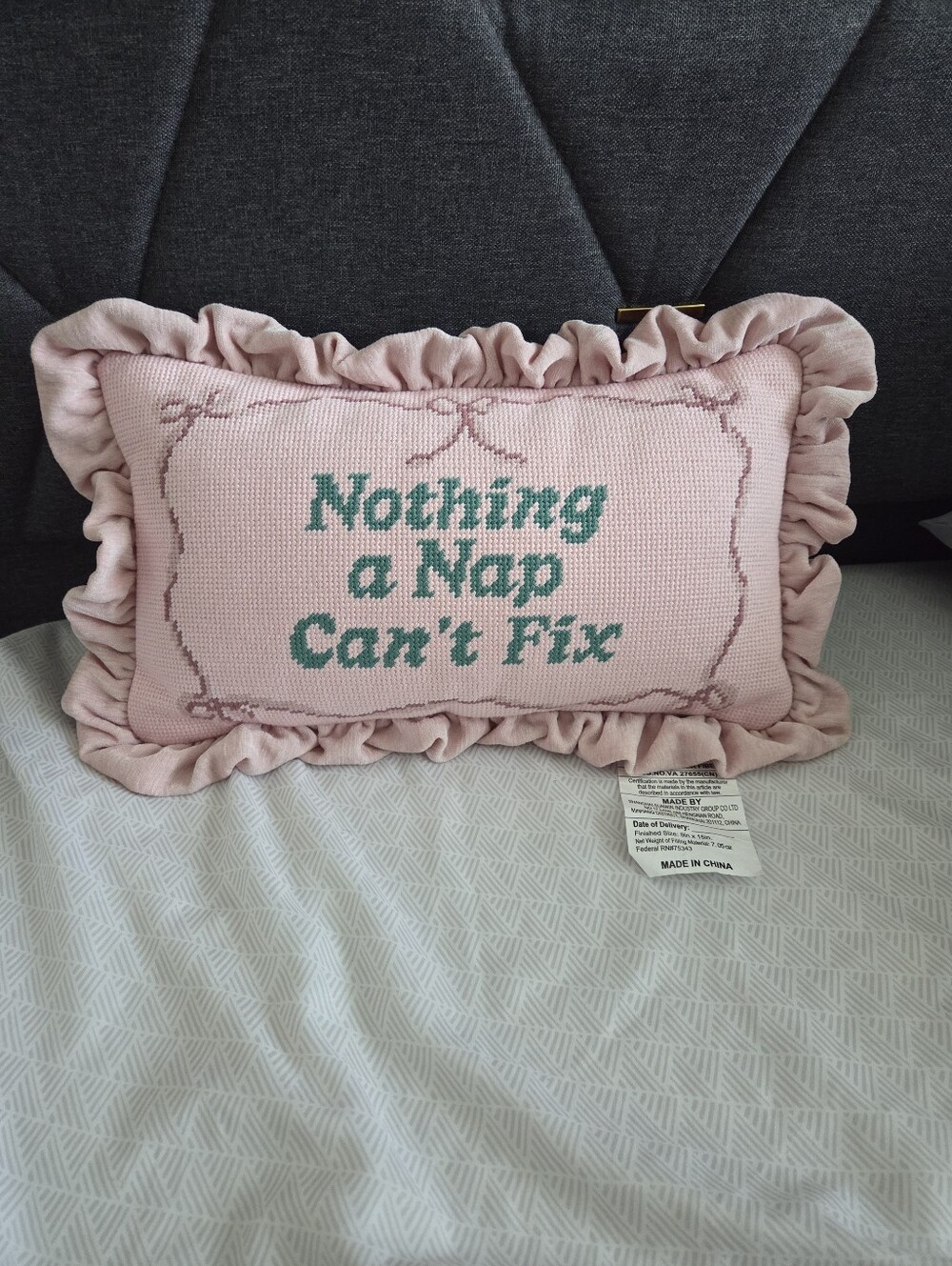 cupcakes & cashmere Pink Ruffled Accent Pillow Nothing A Nap Cant Fix